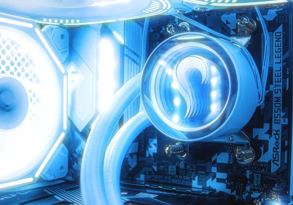 Close-up of precision-engineered computer hardware